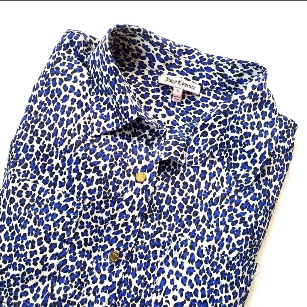 Juicy Couture Original Leopard Print Shirt Gold Buttons Size L Y2k